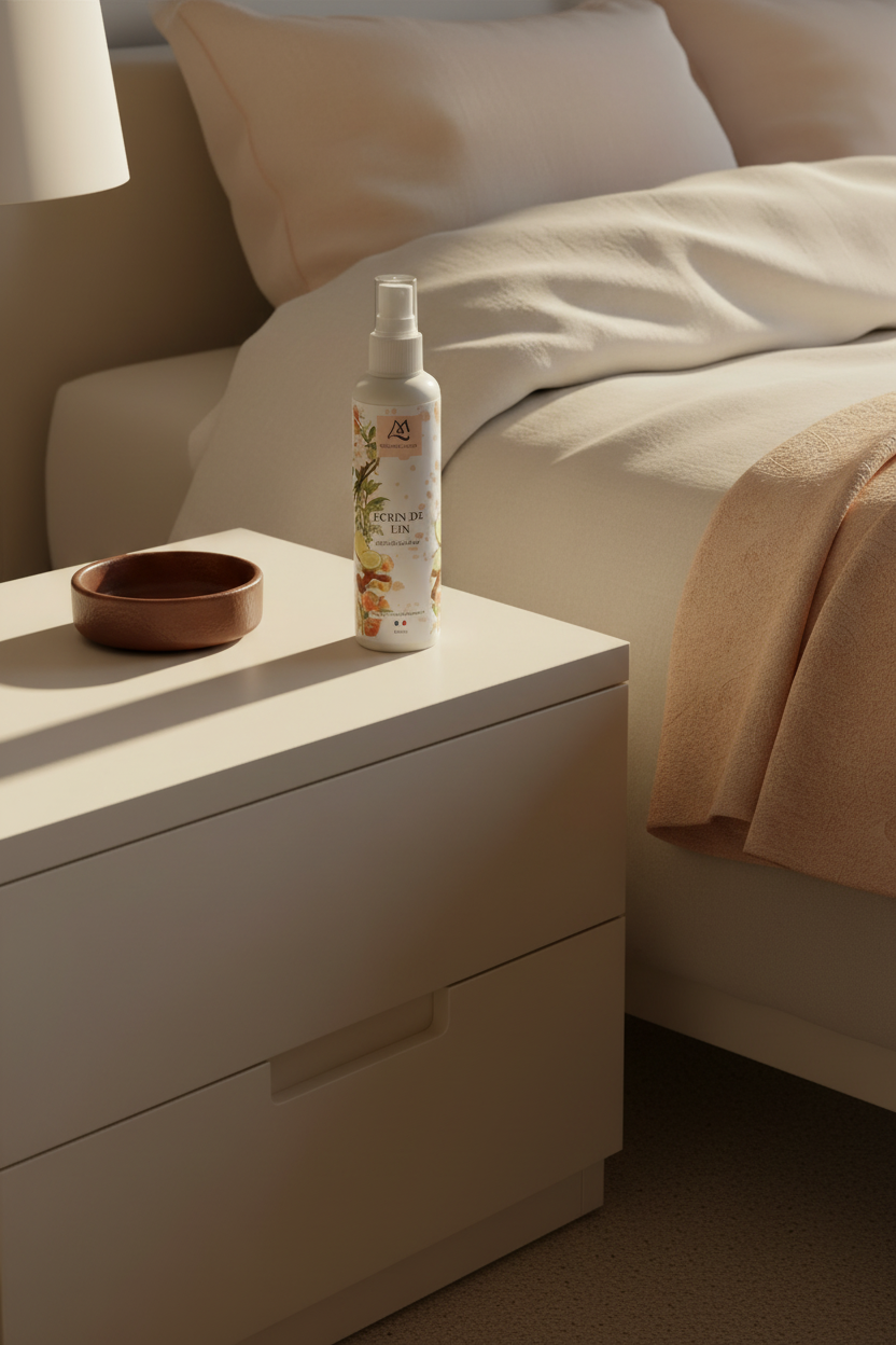 Brume d’oreiller Écrin de Lin dans une chambre apaisante